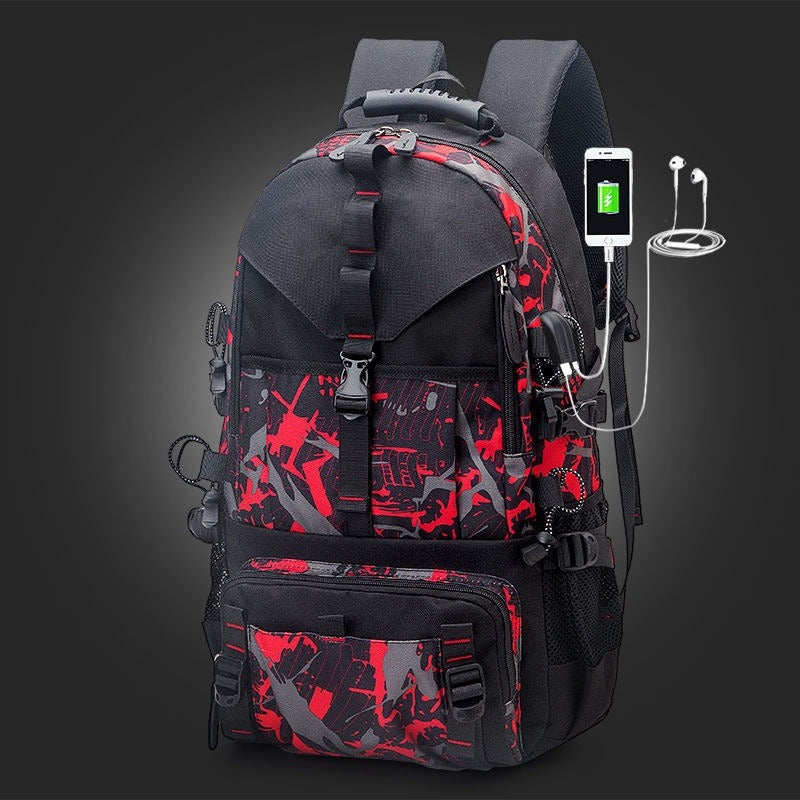 Men's Waterproof Oxford Backpack – Multi-Pocket with USB Port