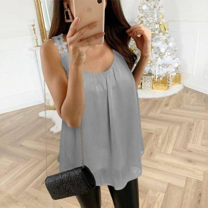Women's Sleeveless Chiffon Blouse – Loose Flowing Fit