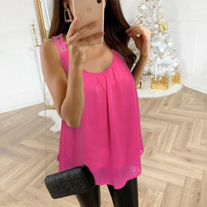 Women's Sleeveless Chiffon Blouse – Loose Flowing Fit