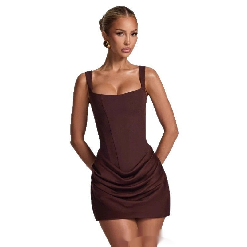 Women's Corset Mini Dress – Sleeveless Structured Bodice