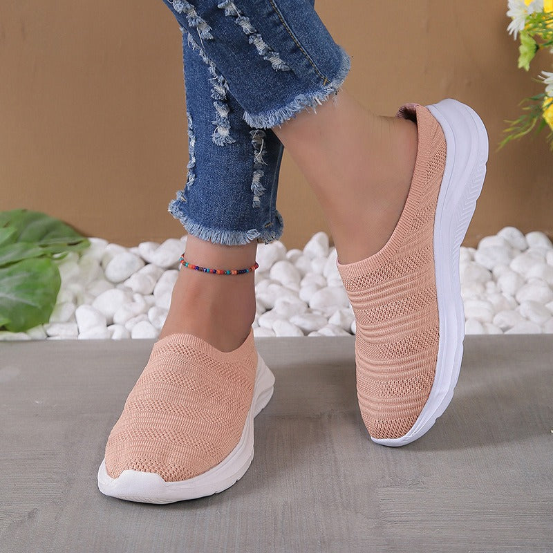 Women's Knit Slip-On Sneaker – Lightweight Woven Upper