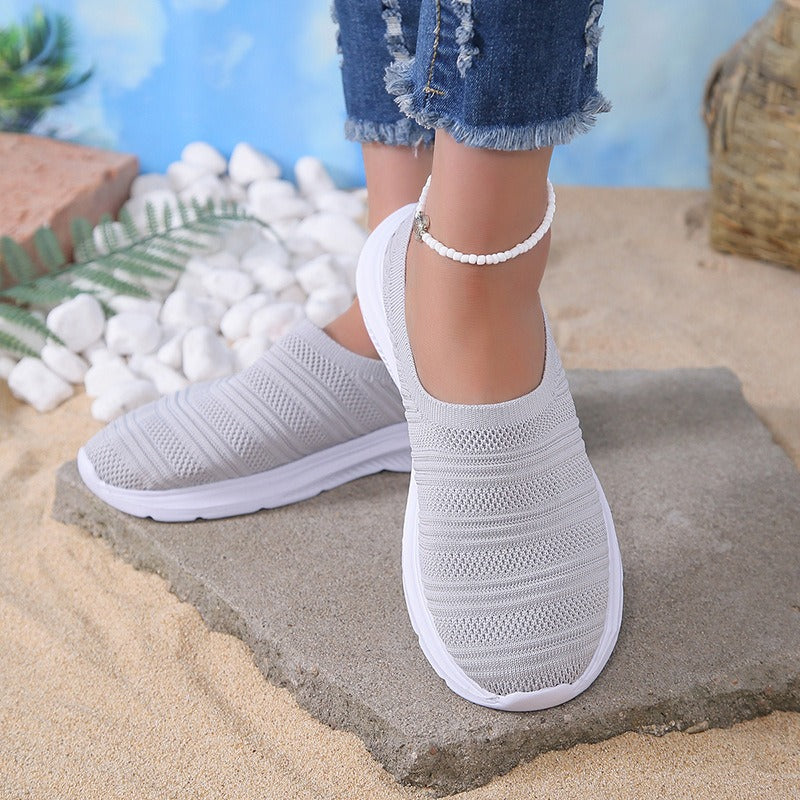 Women's Knit Slip-On Sneaker – Lightweight Woven Upper