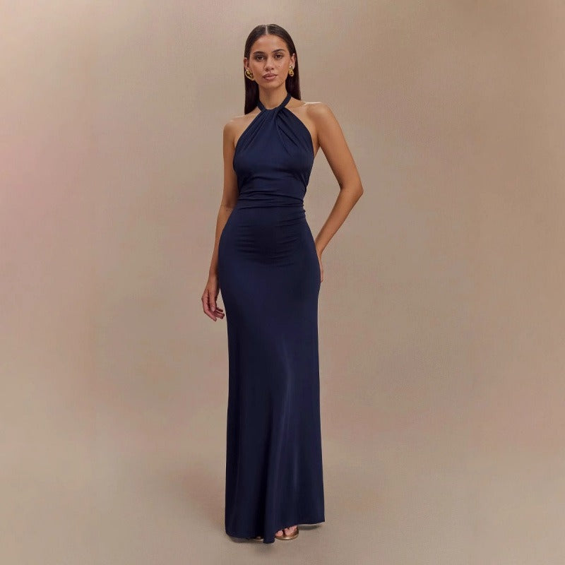 Women's Halter Maxi Dress – Open Back Bodycon Fit