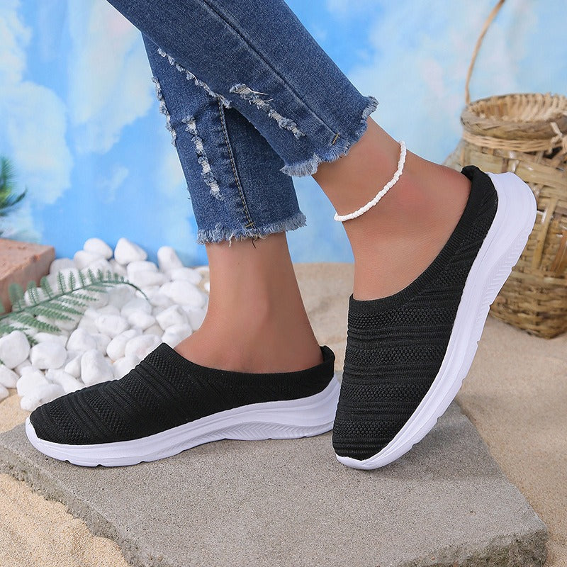 Women's Knit Slip-On Sneaker – Lightweight Woven Upper
