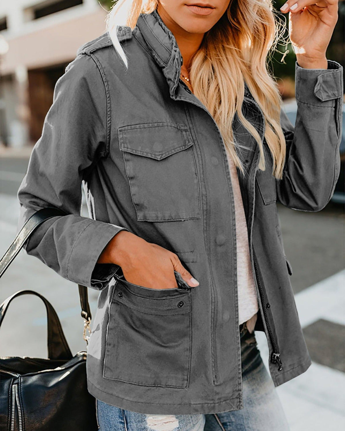 Women's Utility Jacket – Relaxed Zip-Front Fit