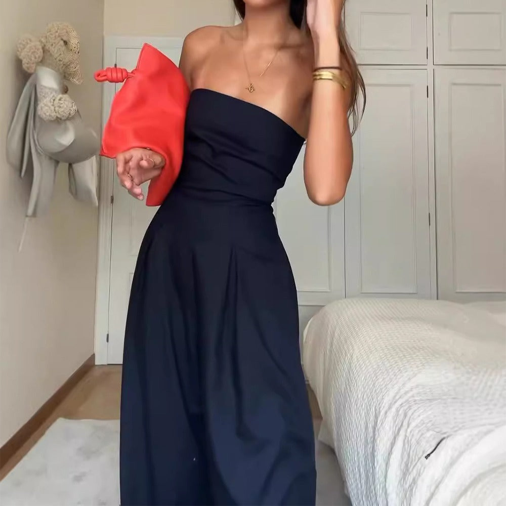 Women's Strapless Wide-Leg Jumpsuit – Fitted Bodice