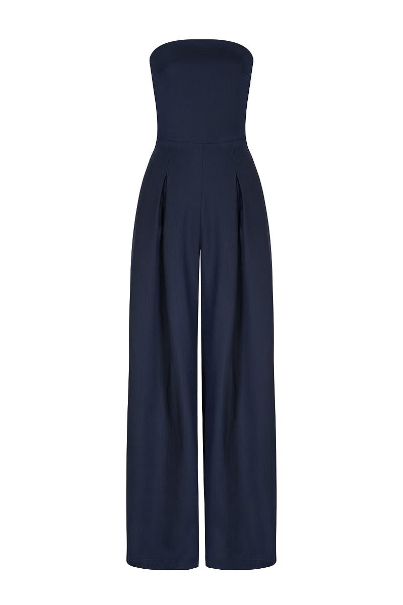 Women's Strapless Wide-Leg Jumpsuit – Fitted Bodice
