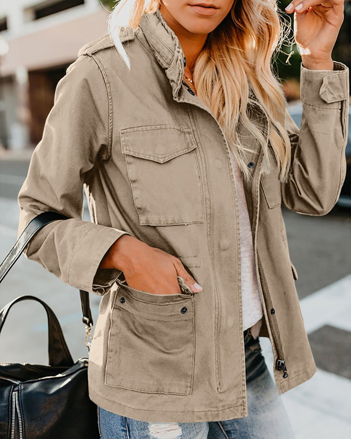 Women's Utility Jacket – Relaxed Zip-Front Fit