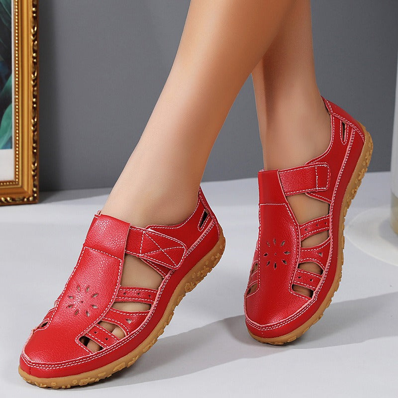 Women's Closed-Toe Sandal – Cutout Upper, Hook-and-Loop Strap