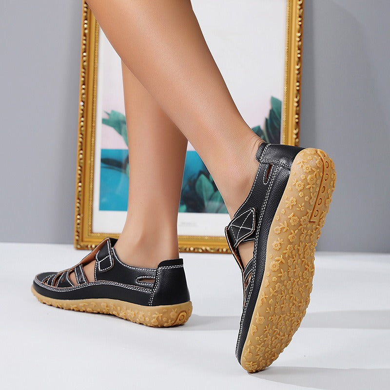 Women's Closed-Toe Sandal – Cutout Upper, Hook-and-Loop Strap
