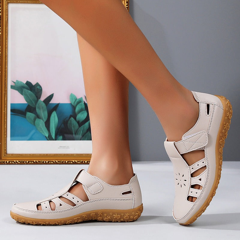 Women's Closed-Toe Sandal – Cutout Upper, Hook-and-Loop Strap