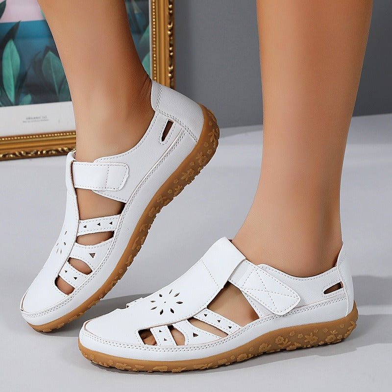 Women's Closed-Toe Sandal – Cutout Upper, Hook-and-Loop Strap