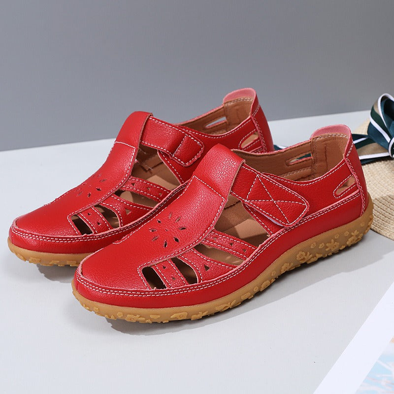 Women's Closed-Toe Sandal – Cutout Upper, Hook-and-Loop Strap
