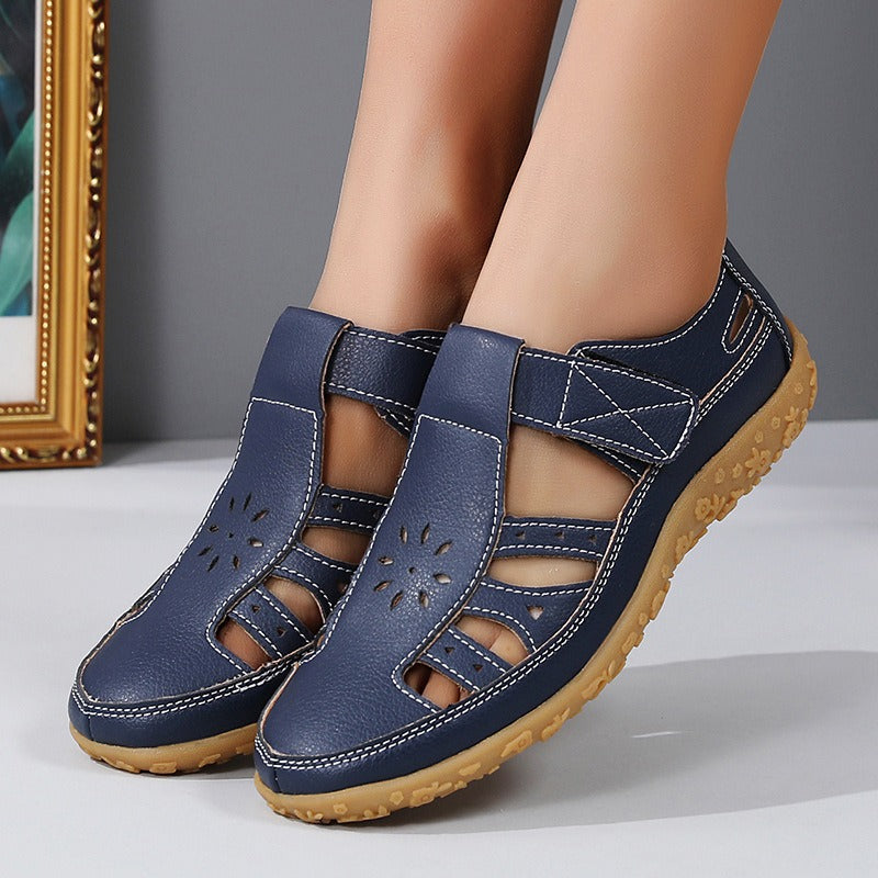 Women's Closed-Toe Sandal – Cutout Upper, Hook-and-Loop Strap