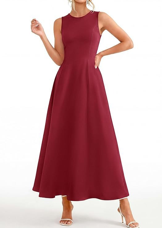 Women's Sleeveless Maxi Dress – Fitted High-Waist Flare
