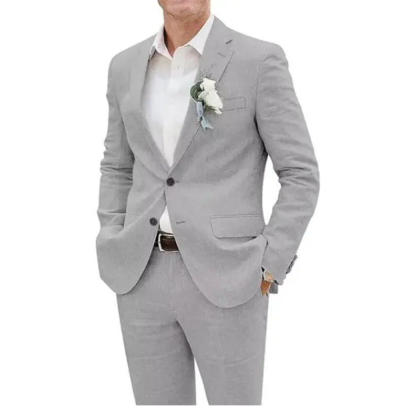 Men's Linen Two-Piece Suit – Structured Tailored Set
