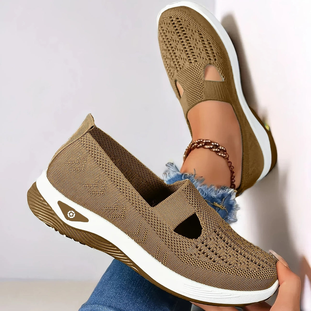 Women's Slip-On Mesh Sneakers – Memory Foam Cushioning