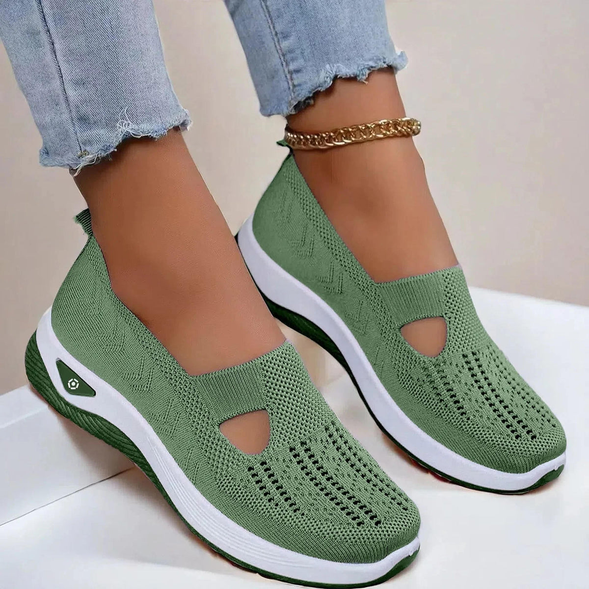 Women's Slip-On Mesh Sneakers – Memory Foam Cushioning