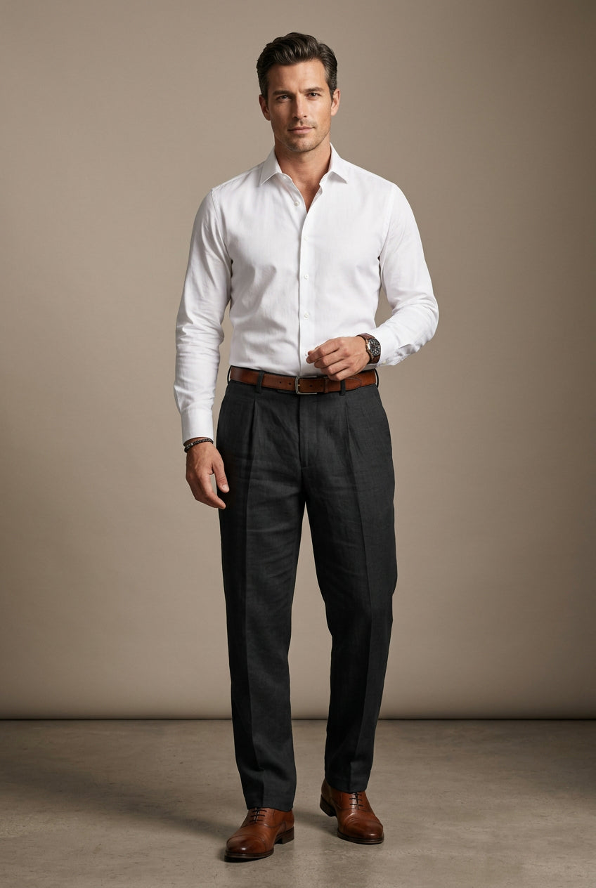 Men's Straight-Leg Pants – Cotton-Blend Tailored Cut