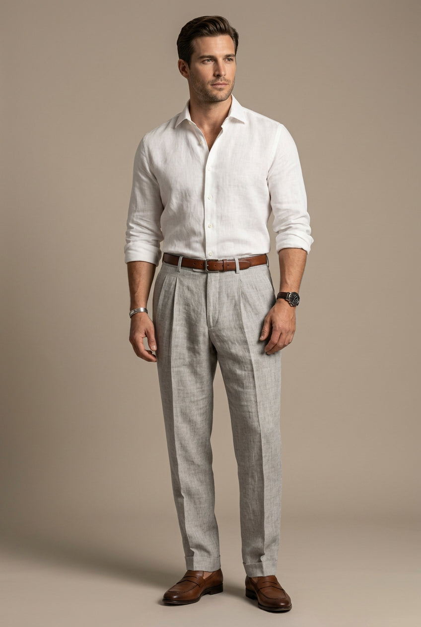 Men's Straight-Leg Pants – Cotton-Blend Tailored Cut