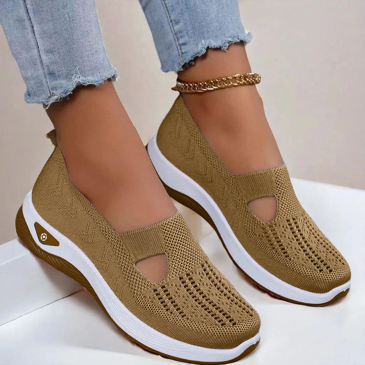 Women's Slip-On Mesh Sneakers – Memory Foam Cushioning