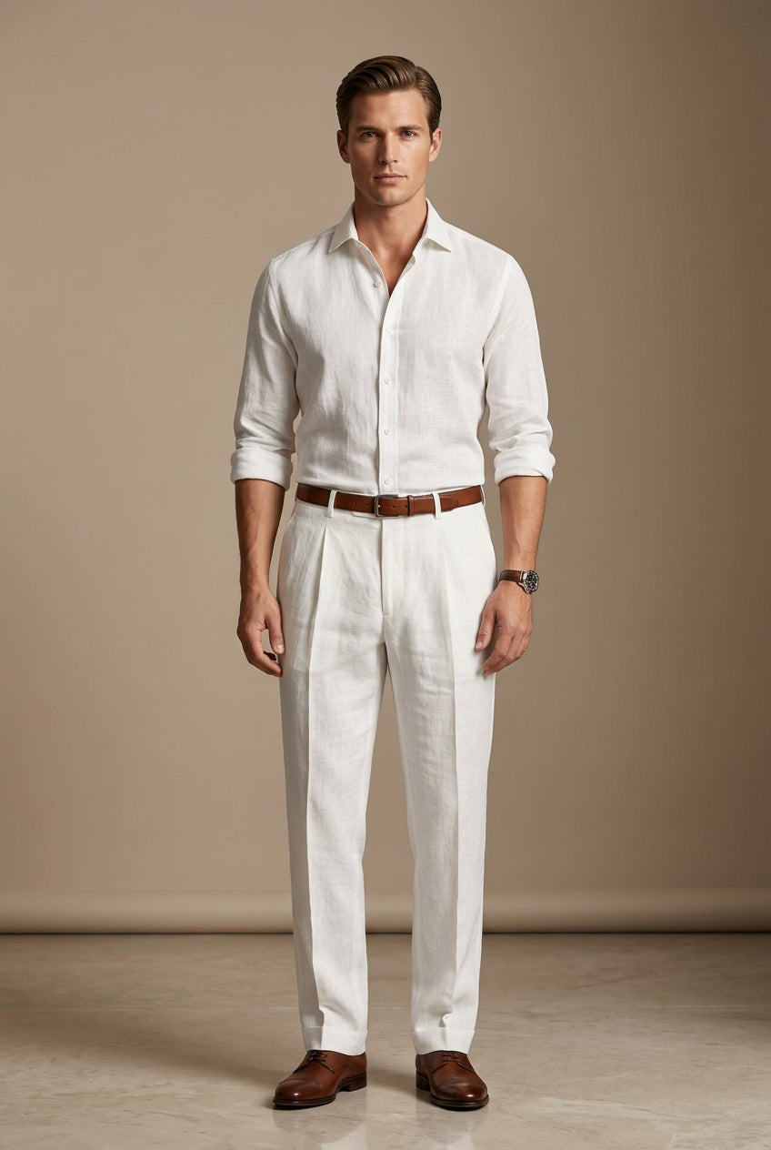 Men's Straight-Leg Pants – Cotton-Blend Tailored Cut