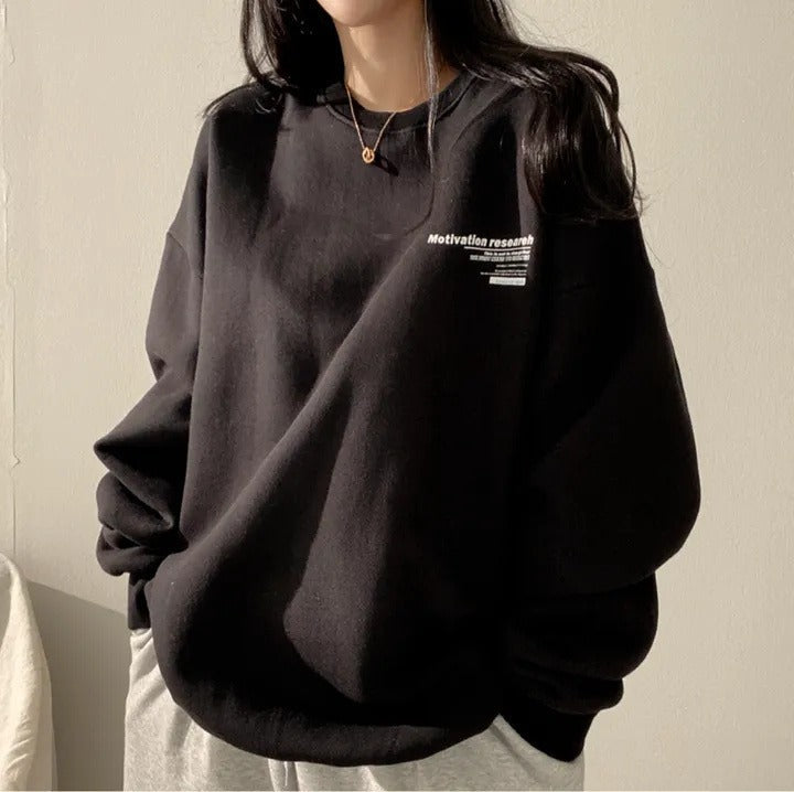 Women's Cotton Sweatshirt – Relaxed Fleece-Lined Fit