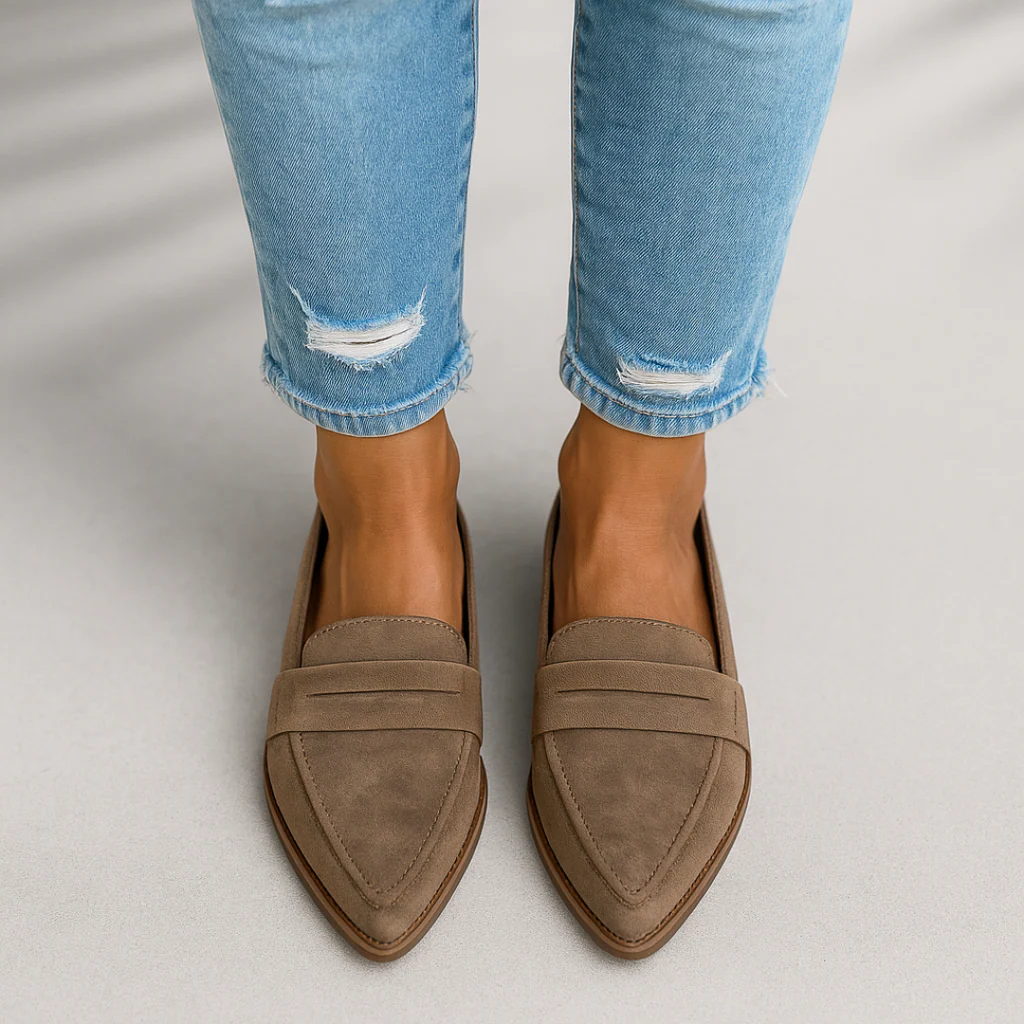 Women's Suede Pointed-Toe Loafer – Slip-On Cushioned Sole