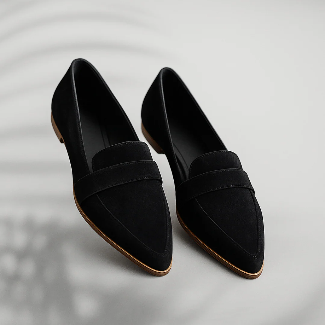 Women's Suede Pointed-Toe Loafer – Slip-On Cushioned Sole
