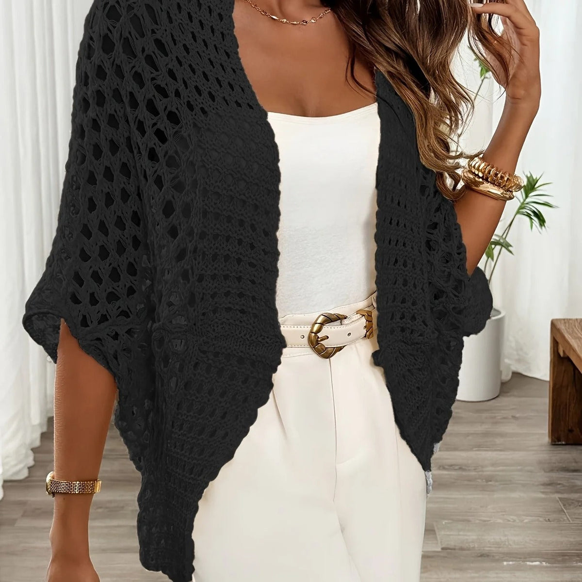 Women's Lightweight Knit Cardigan – Open-Front Relaxed Fit
