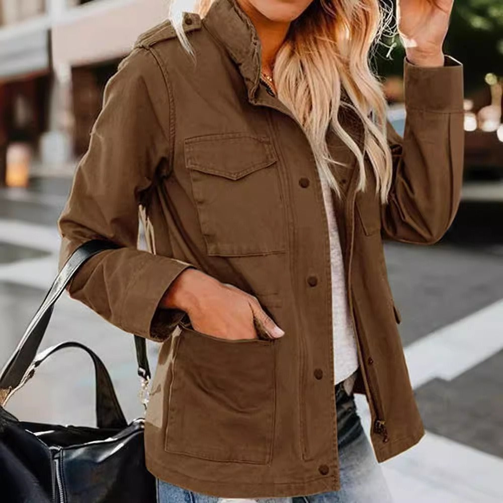 Women's Utility Zip Jacket – Relaxed Lapel Collar