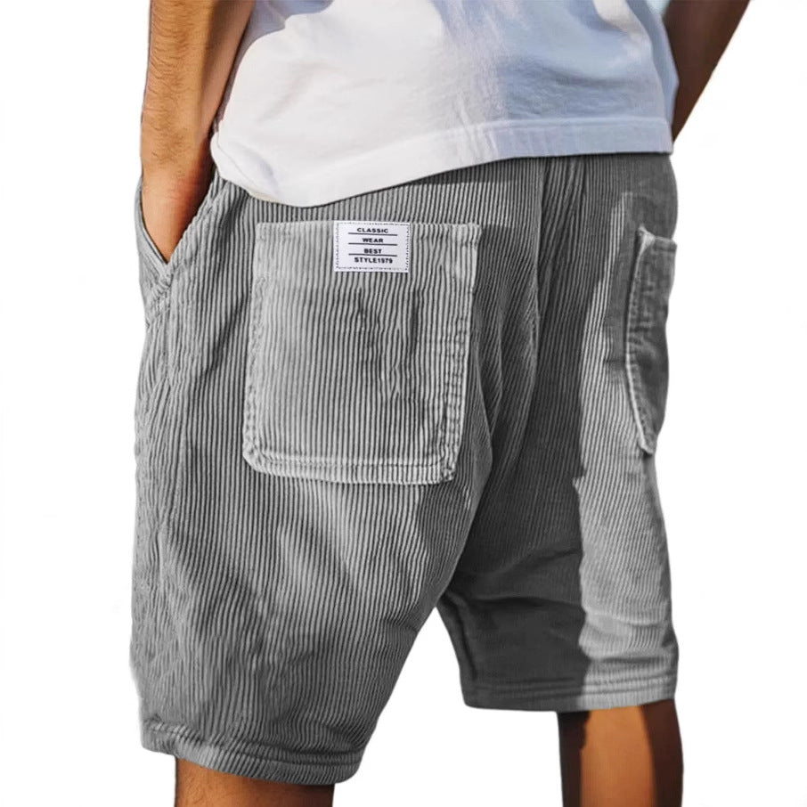 Men's Corduroy Shorts – Elastic Waist Utility Pockets