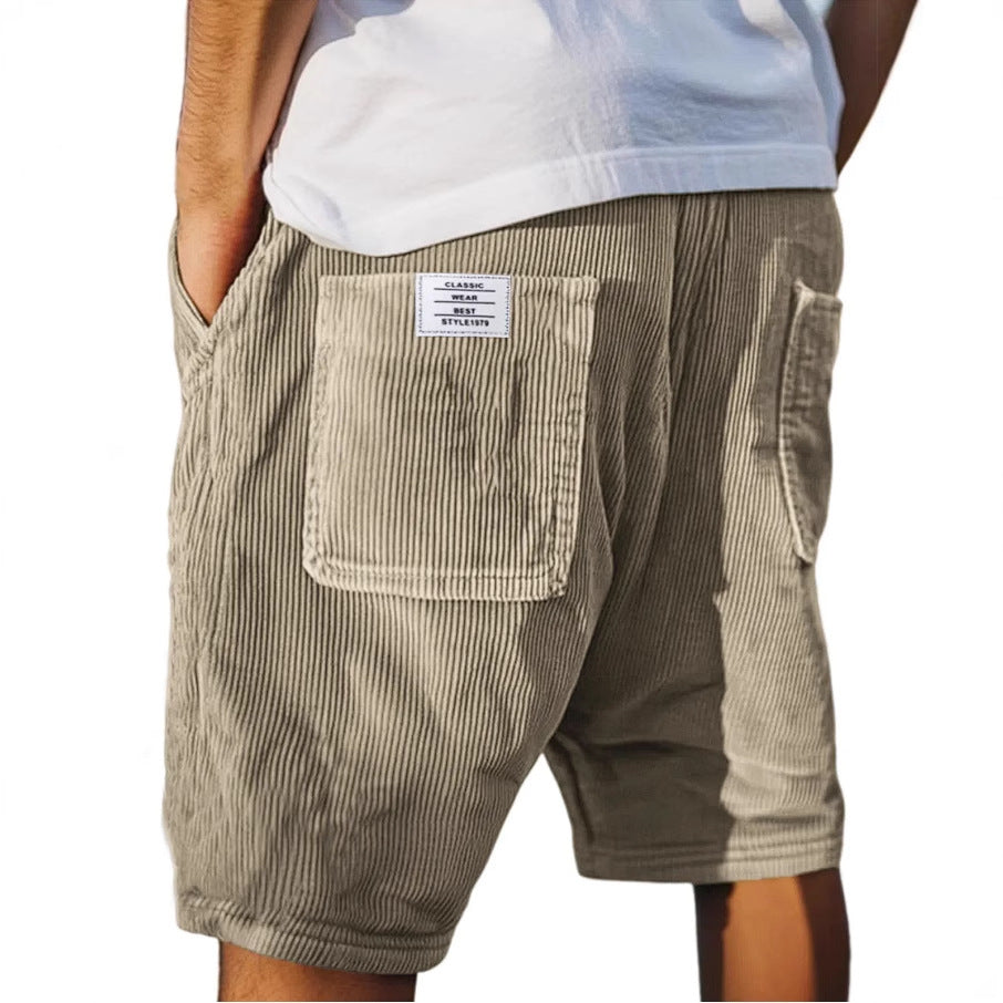 Men's Corduroy Shorts – Elastic Waist Utility Pockets