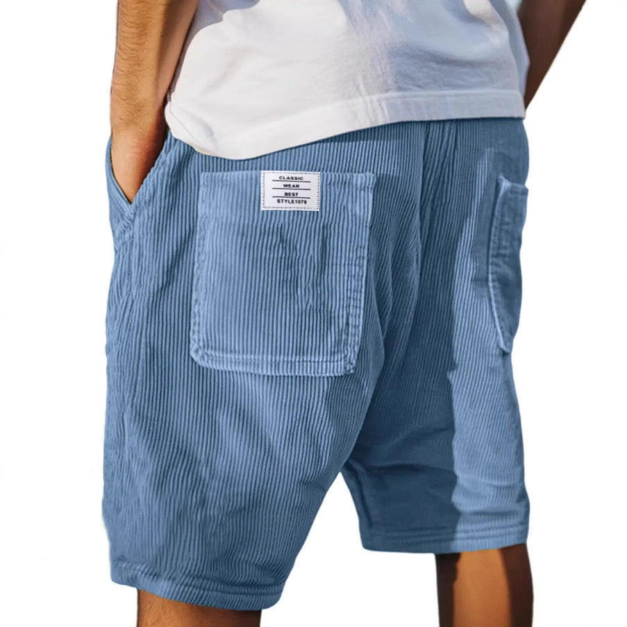 Men's Corduroy Shorts – Elastic Waist Utility Pockets