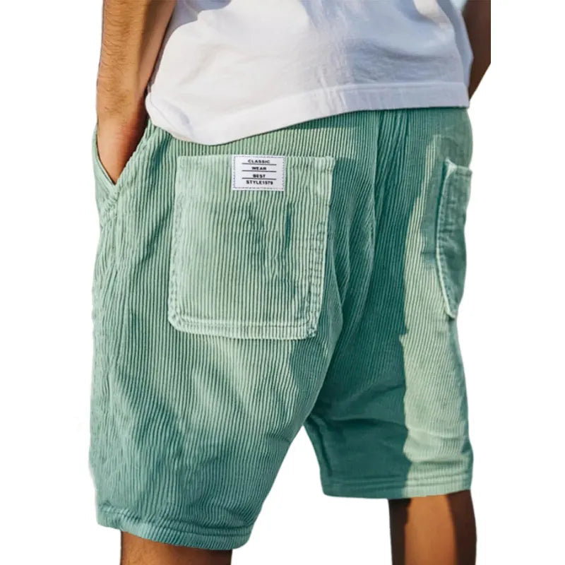 Men's Corduroy Shorts – Elastic Waist Utility Pockets