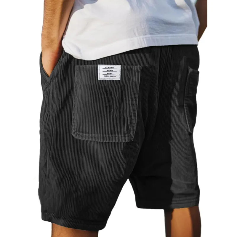 Men's Corduroy Shorts – Elastic Waist Utility Pockets