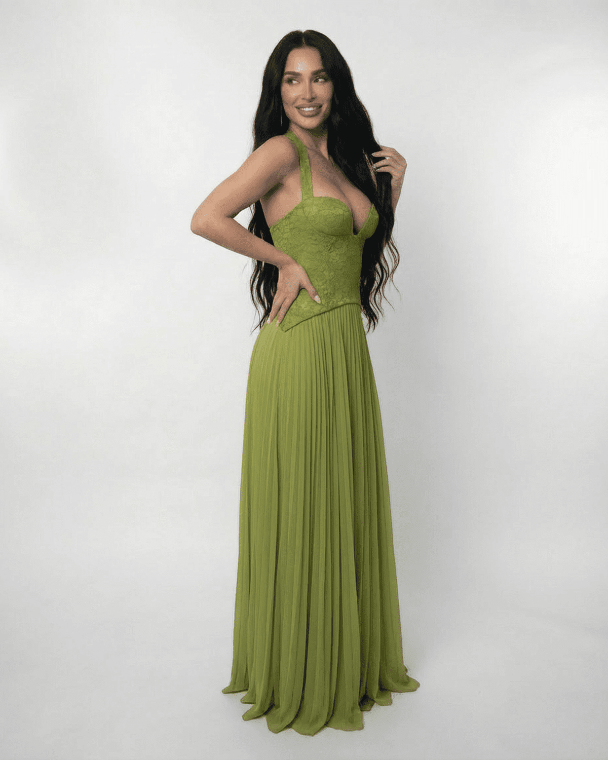 Women's Halter Maxi Dress – Lace-Up Corset Back
