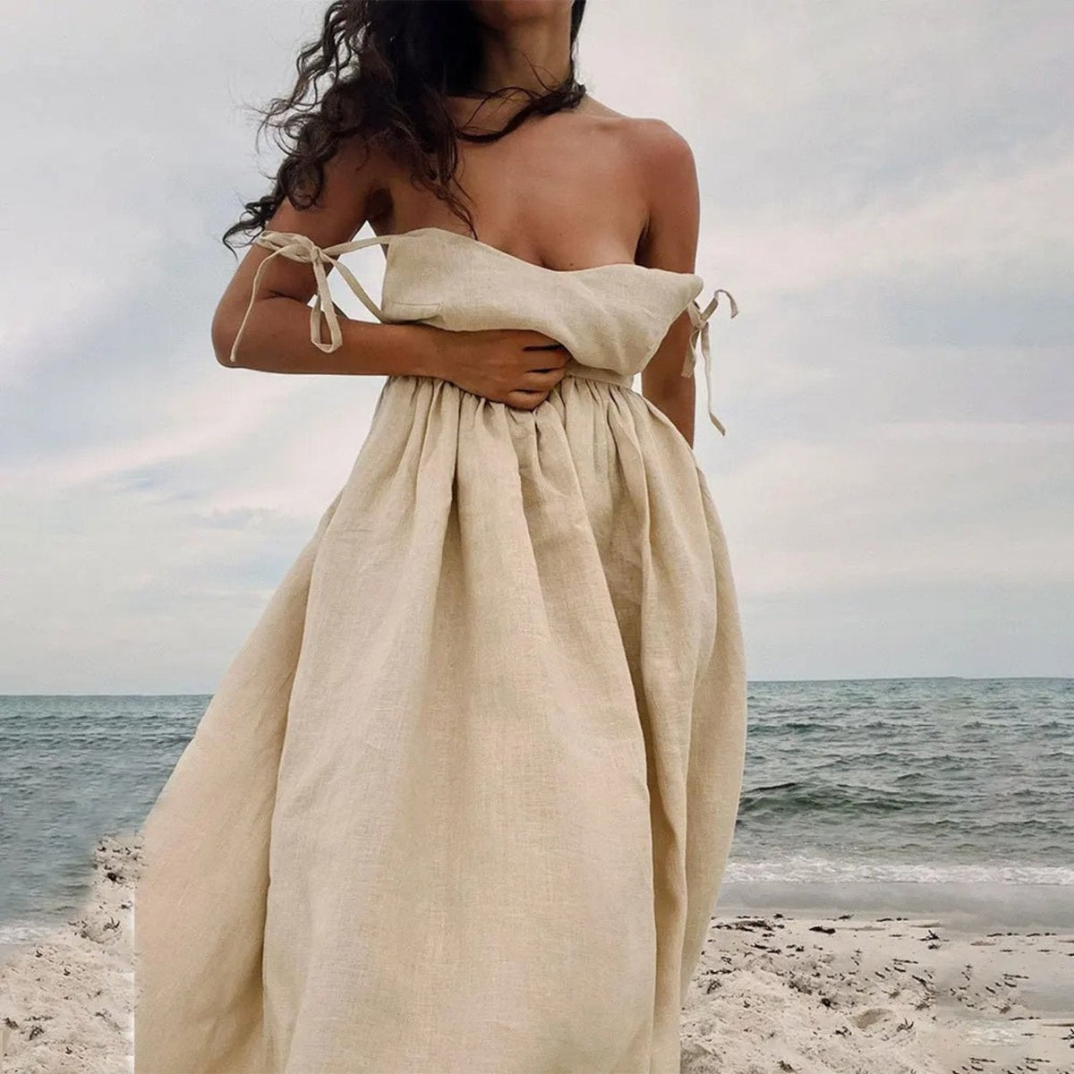 Women's Sleeveless Maxi Dress – Open Tie Back