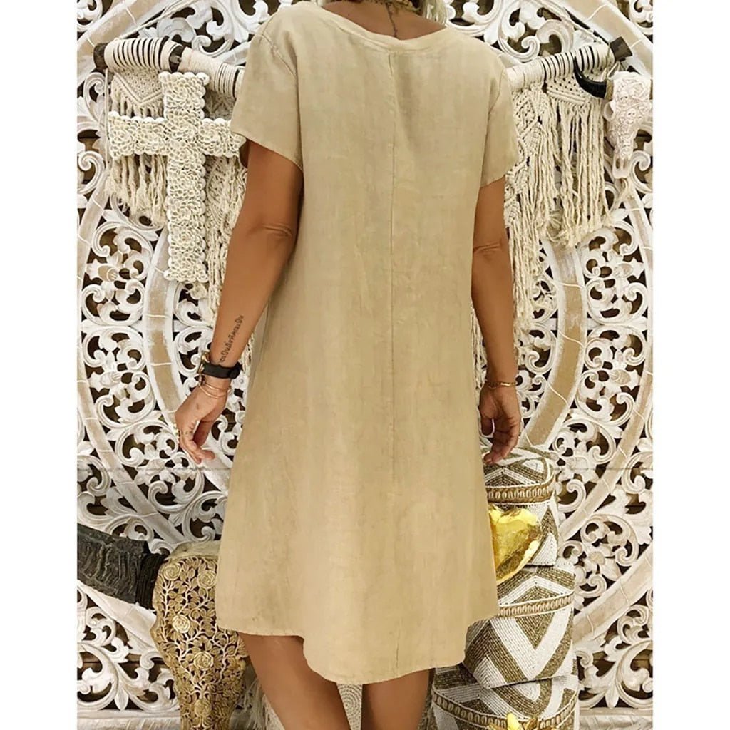Women's V-Neck Mini Dress – Short Sleeve A-Line