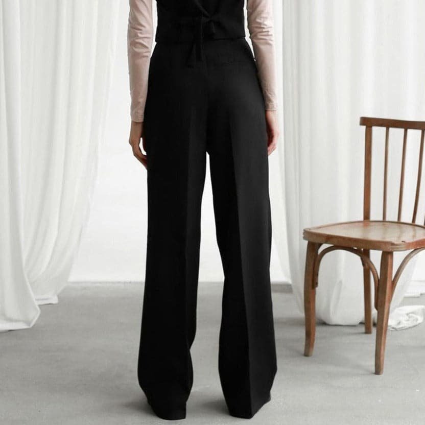 Women's Pleated Linen Pants – High-Rise Wide Leg