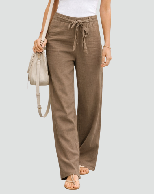 Women's Wide-Leg Pants – High-Rise Tie Waist