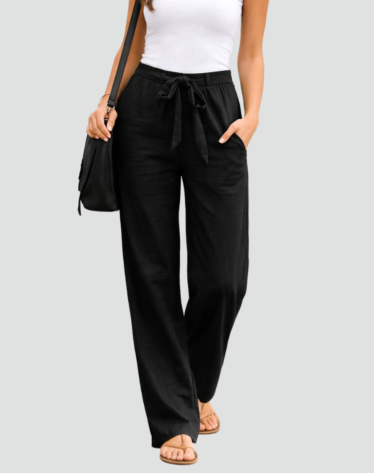 Women's Wide-Leg Pants – High-Rise Tie Waist