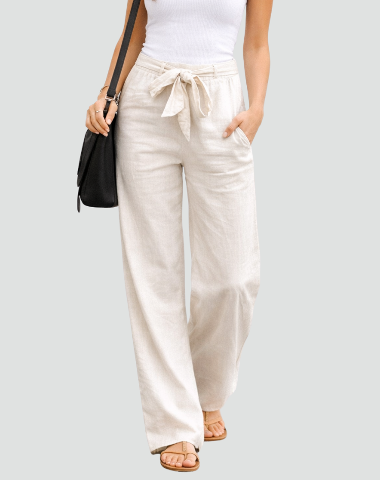 Women's Wide-Leg Pants – High-Rise Tie Waist