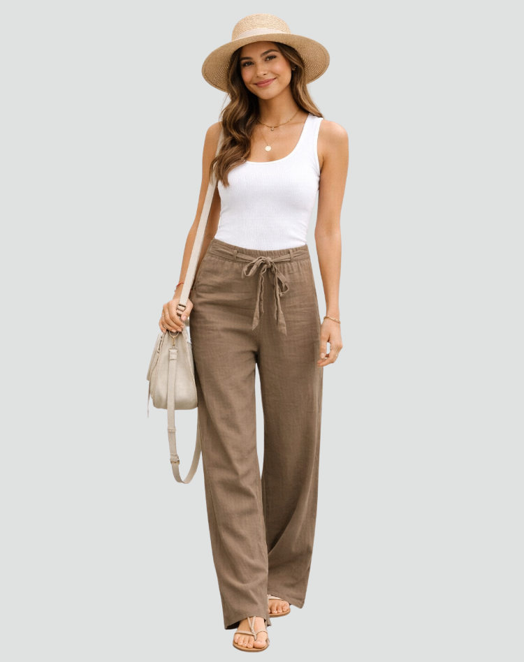 Women's Wide-Leg Pants – Drawstring Relaxed Fit