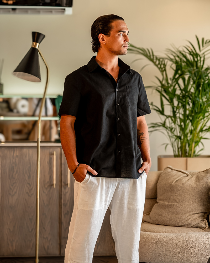 Men's Linen Shirt – Short Sleeve Relaxed Fit