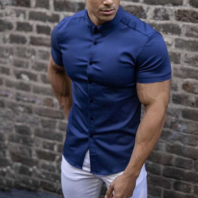 Men's Short Sleeve Shirt – Slim Fit Structured Collar