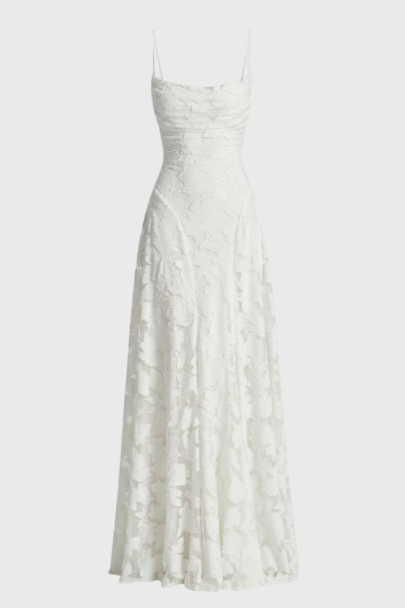 Women's Lace Maxi Dress – Fine Strap Floor Length