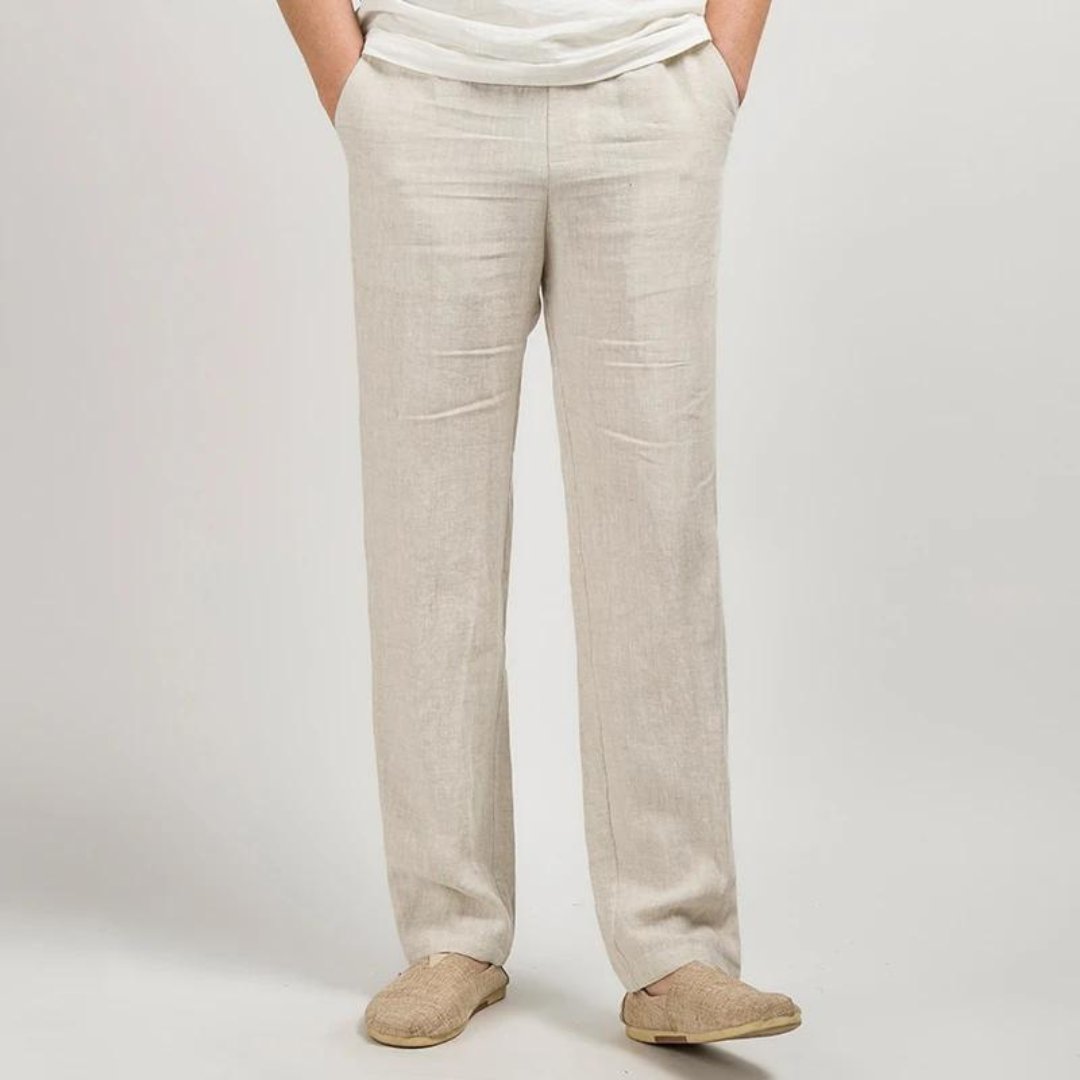 Men's Linen Pants – Straight Leg Elastic Waist