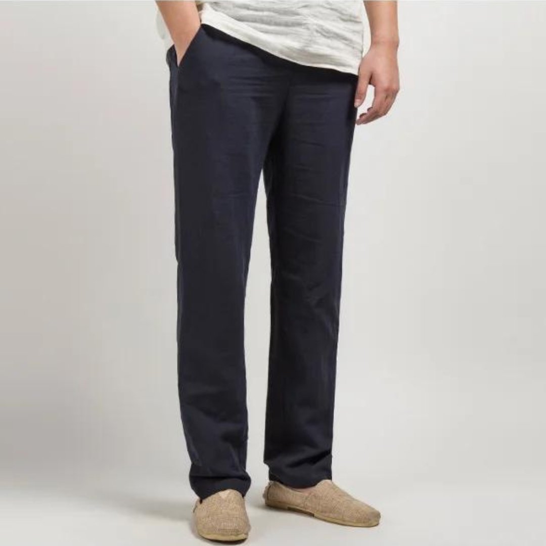 Men's Linen Pants – Straight Leg Elastic Waist