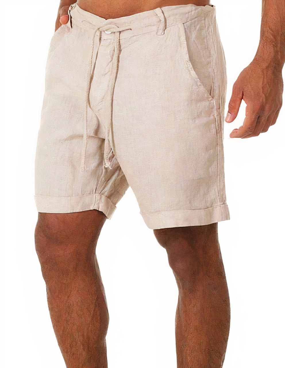Men's Linen Shorts – Cuffed Mid-Length Drawstring